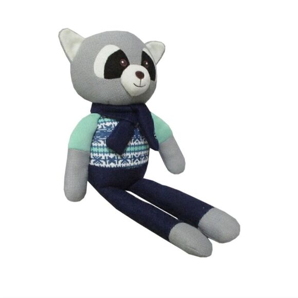 Spark Create Imagine Knit Christmas Winter Raccoon Lovey Rattle 18 inch - Picture 3 of 4